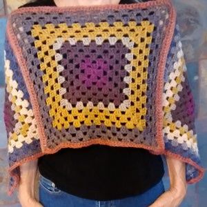 Asymmetric Crop Poncho Shawl Shrug Multi-Wear